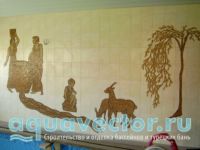 Мозичное панно на стене бассейна Мозичное панно на стене бассейна
