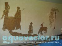 Панно на стене в помещении бассейна Панно на стене в помещении бассейна