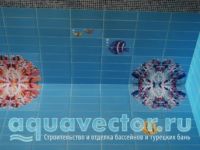Декоративное панно из плитки в бассейне Декоративное панно из плитки в бассейне